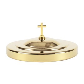 Swanson Christian Products Communion Tray Cover Gold for Church Stainless Steel Tray with Lid Church Supplies Church Communion Ware Deluxe Round Stainless Steel Serving Tray Cover