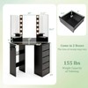 CHARMAID Corner Vanity Desk with Mirror and Lights, Black Makeup