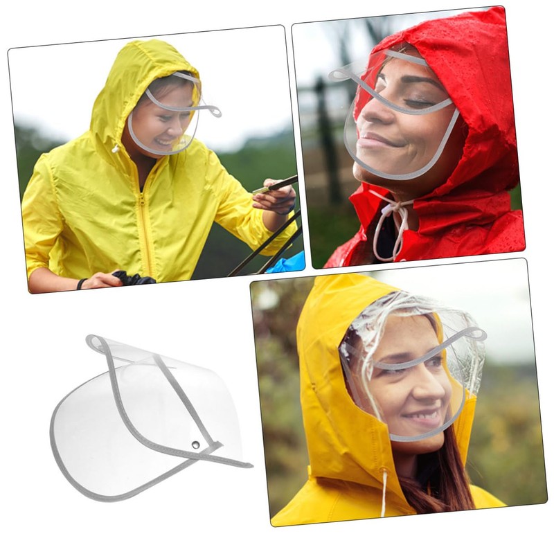 Baluue 2pcs Clear Raincoat Hat Shield Visor Detachable Rain Poncho