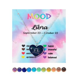 Zodiac Necklace for Women Zodiac Pendant Necklace with Card Mood Necklace for Girls Zodiac Sign Pendant Necklace 22 Constellation Necklace Gifts for Girls