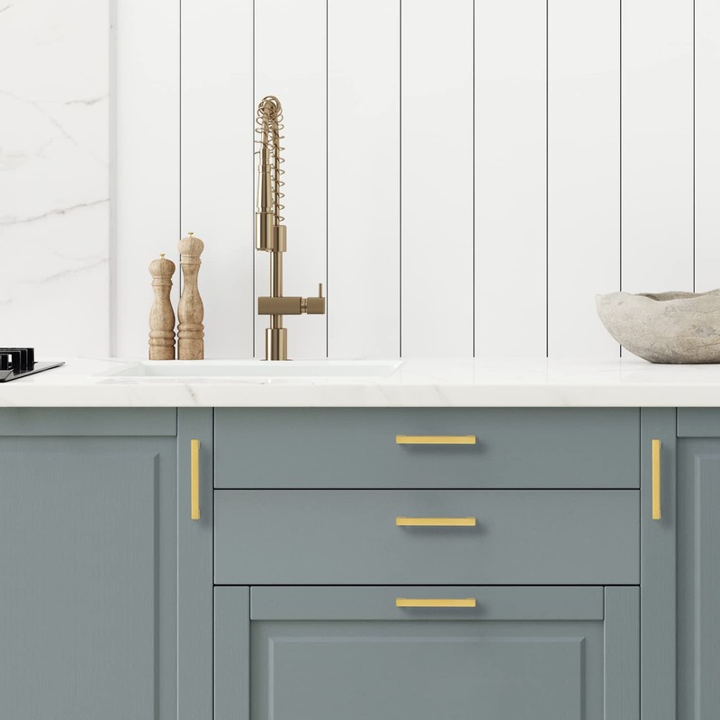 Ravinte 3 Pack Gold Cabinet Pulls 4-1/2 Inch Brushed Brass