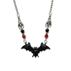 Vintage Gothic Bat Necklace Red Black Crystal Gem Bat Pendant Necklace Punk Hip Hop Style Black Necklaces Party Clothing Accessories for Women (Black)
