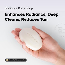 Cureskin Radiance Body Soap | For Pigmentation & Sun Damage with Alpha Arbutin, Kojic Acid and Ucuba Butter | Soap Tan Removal, 75 g (Pack of 2)