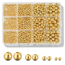 1100 abalorio redondas lisas – 3/4/6/8 mm de oro espaciador de bolas sueltas para hacer pulseras y joyas