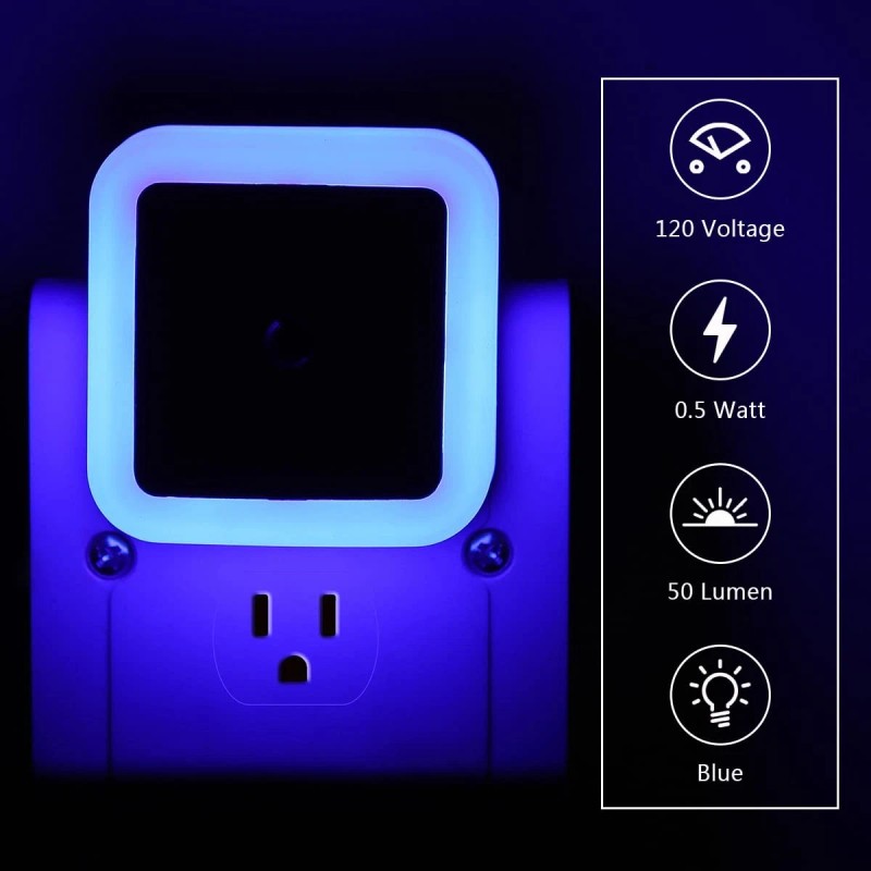 Kinur 6 Pack Blue LED Night Light Plug In, Dusk