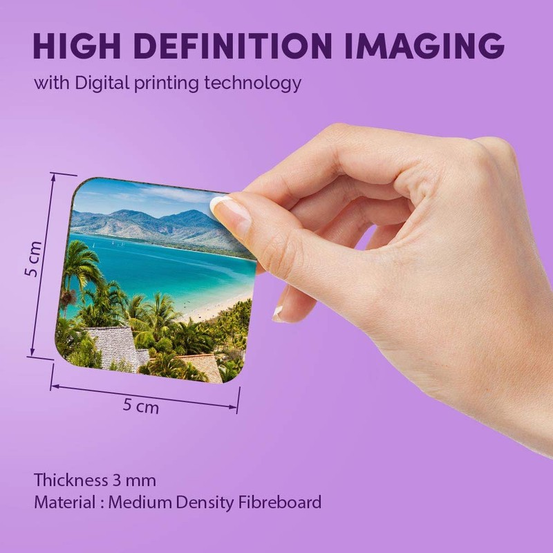 1 x Square MDF Fridge Magnet - Port Douglas Beach