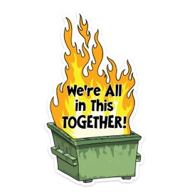 (3 Pcs) We're All in This Together Sticker, Funny Fire Sticker, Fire Meme Stickers, Waterproof Vinyl Sticker for Laptop, Water Bottle, Hard Hat, Cup Cars Decals Gift for Her Him Adults