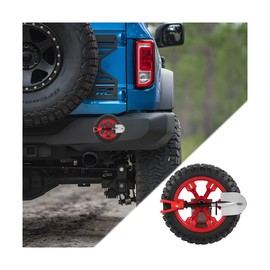 HZEL Car Emblem, 3D Mini Small Tire & Shovel Motorcycle Badge, Self-Adhesive Stylish Automotive Exterior Body Badge Emblem Decoration Accessories, Universal for SUV, Motorbike, Off-Road (Red)