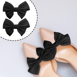 GIKPAX Shoe Clips Black Bow Knot Shoe Clip Removable Bow Shoe Buckles Bow Shoe Accessories for Women Girls Plastic, Plastic