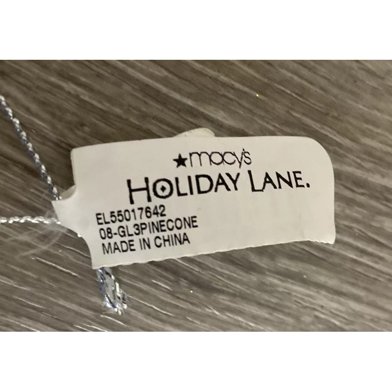 Macy Holiday Lane Green & Silver Pine Cone Glass Ornament