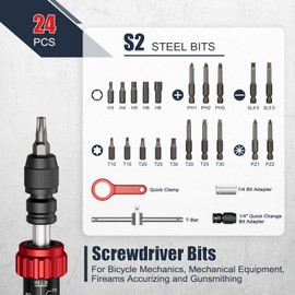 VANPO Torque Screwdriver, 24 Pcs 10-70 Inch Pound Torque Screwdriver Set with Hex, Torx, Phillips, Pozidriv, Schlitz,Bits Adapter, T-Bar Handle for Bike Repair, DIY and Maintenance