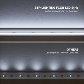 BTF-LIGHTING FCOB - Tira de LED COB de 6000 K, 596 lm, superbrillante con certificación UL DC24 V, 16.4 pies, 480 LED/m, 10 mm de ancho, flexible de alta densidad CRI 90+ luz LED regulable para