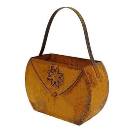 Bornhöft Bag with flower for planting, lantern, flower bed decoration, metal rust garden decoration, patina rusty decoration for the garden, 17 cm x 22 cm