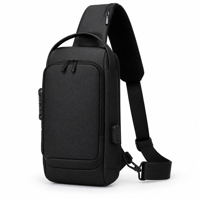 Anti-Theft Chest Bag with Combination Lock & USB Port –