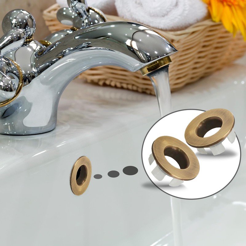 Seimneire 3pcs Brass Sink Overflow Trim Ring Basin Overflow Ring,