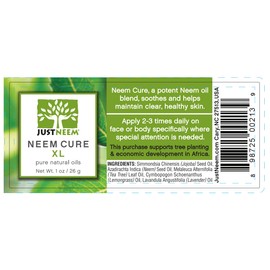 Neem Cure Oil XL - Natural Neem Oil Blend- Best on Acne, Psoriasis, Eczema, Rosacea, Cold Sores, Toe Nails, Bug and Spider Bites and Other Skin Irritations. With Spray Head. 1 oz