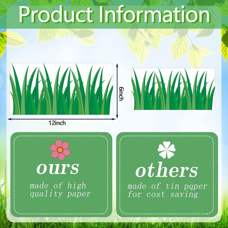 24 Pcs Green Grass Jumbo Borders Grass Boarder Trim Paper