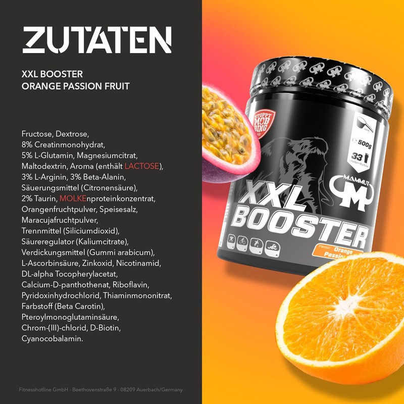 Mammut XXL Booster, Multikomplexbooster Creatine, Taurine, Zinc, Chrome, Vitamins, 1