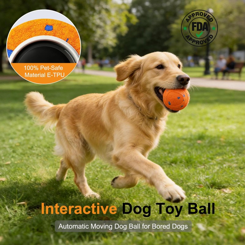Automatic Interactive Dog Ball - Self Moving Toy for Medium