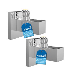 kör4u Set of 2 design angle valves, 1/2 x 3/8 inch, square water shut-off valve, chrome, quick release, for bathroom and kitchen, including rosette