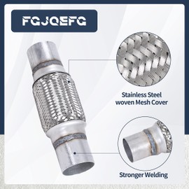 FGJQEFG 2PCS Exhaust Flex Pipe Stainless Braid 2.25"Inch x 6"Inch w/Ends 10"Inch Long Heavy Duty