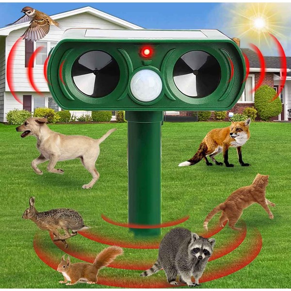Solar-Powered Ultrasonic Animal Repellent with Motion Sensor, Waterproof Deer Repellent