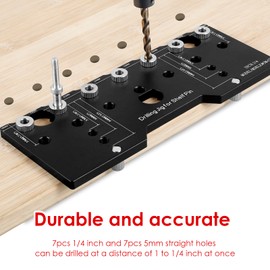Shelf Pin Jig, 1/4 Inch 5mm Aluminum Alloy Shelf Pin Drilling Guide, Precise Cabinet Mounting Template Jig, 32mm Spacing Woodworking Straight Hole Drilling Jig Hardware for Cabinet Shelf (Black)