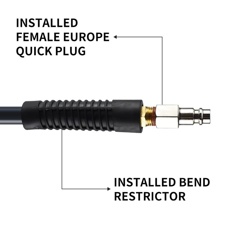 aunstarwei Air Compressor Hose Polyurethane(PU) Recoil Grey with 1/4" Europe