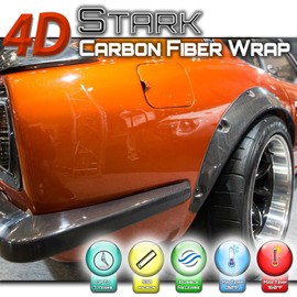 4D Black Carbon Glossy Fiber Vinyl Wrap Sticker Air Release Bubble Free Anti-Wrinkle 5 x 6 FT Feet / 60" x 72" in Inches