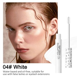 Waterproof White Eye lash Mawhitescara Long lasting Charming Voluminous Cruelty Free Vegan Eye Makeup (White)