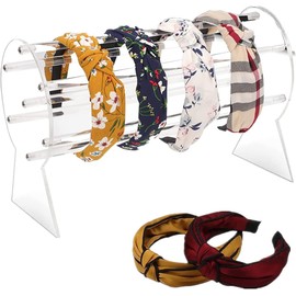 TAVVKE Clear Acrylic Headband Holder - Hairband Display Stand and Jewelry Organizer for Girls and Women - Perfect for Teen Girls - Organize and Showcase Headbands, Hair Clasps, and Bangles