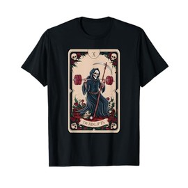 Tarot Card Grim Reaper Deadlifts Workout Gym Occult Reader T-Shirt