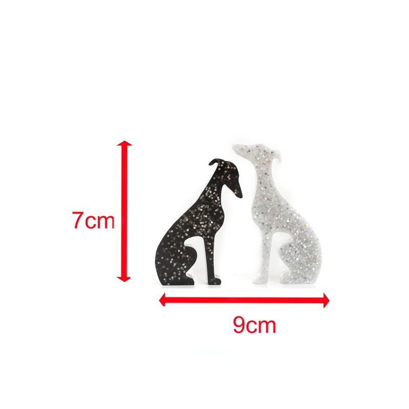 Handmade Mini Resin Whippet/Greyhound Figurines - Set of 2, Decorative