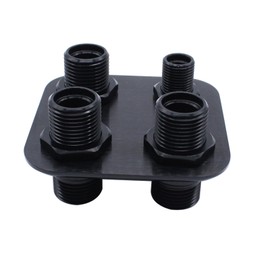 A/C Bulkhead, Car 4 Port Air Conditioning Bulkhead Universal Air Conditioning Hose Fitting(Black)