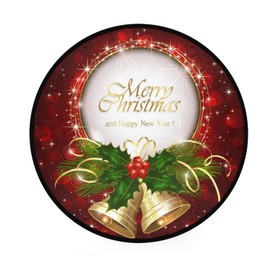 Christmas Bells Round Area Rug Soft Non Slid 3 ft Holly Berries Circular Carpet Floor Mat for Living Room Bedroom Dining Home Seasonal Holiday Decor Washable