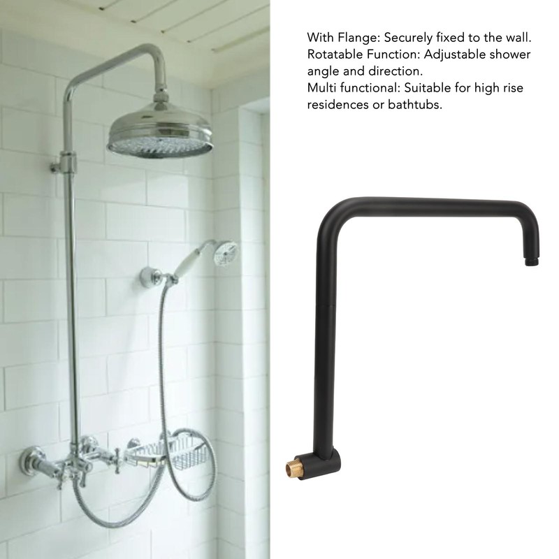 Shower Head Extension with Flange S Shape Shower Arm Wall