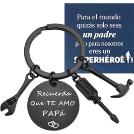 Regalo para Papa Dia del Padre, Llavero para Papa Regalos Papa con Una Tarjeta de Felicitación del Dia del Padre, Llaveros de Acero Inoxidable Ideas Regalos para el Día del Padre para Papá