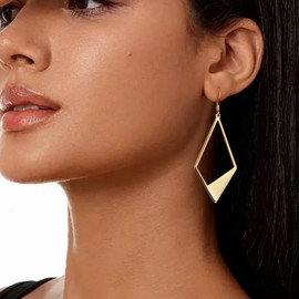 Dangle Earrings for Women Gold Lightweight Statement Rhombus Drop Earring Silver Earrings Hook Earing for Women Trendy Jewelry Gifts