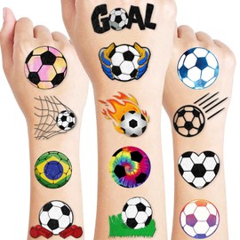 MeoIsDaBest- 104 piezas de tatuajes temporales con temática de balón de fútbol, decoraciones para fiestas de cumpleaños, suministros de decoración, pegatinas de tatuajes de jugadores de deportes de fú