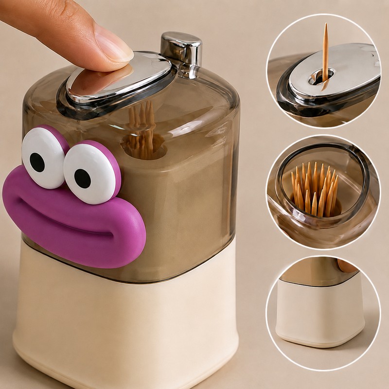 Automatic Toothpick Dispenser for Table Use – One-Press Pop-Up Holder