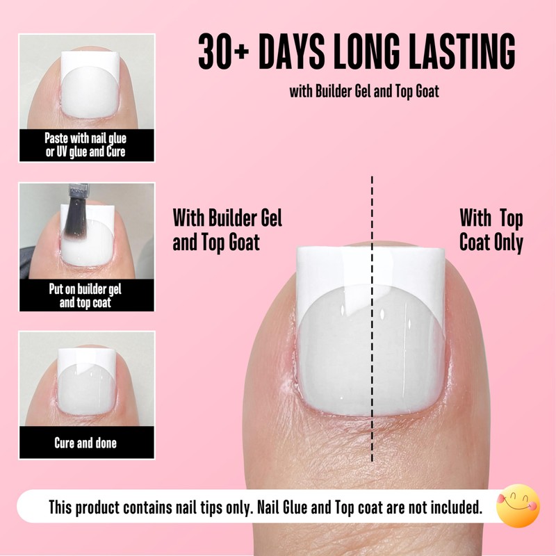 NOVO OVO Square Toe Nail Tips French Tip Press on