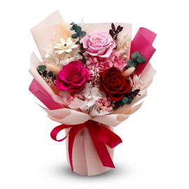 Bloomflare Preserved Rose Flower Bouquet – Flowers for Prime Delivery, Natural Long-Lasting Flowers, Valentine’s Day Gifts, for Women, Perfect for Mom, Mother's Day, Birthday - Pink