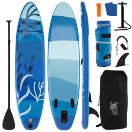 GYMAX Paddle Board, 9.8’/10’/11’ x 6” Inflatable Stand Up Paddle Board with SUP Accessories, Removable Fin, Paddle & Carry Bag, Blow Up Paddle Boards Standing Boat for Adults Youth (Seaweed,11FT)