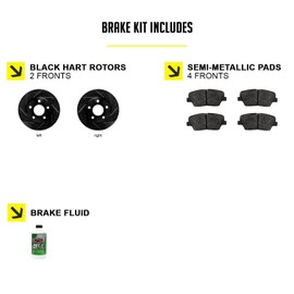 Hart Brakes Front Brakes and Rotors Kit |Front Brake Pads| Brake Rotors and Pads| Semi Metallic Brake Pads and Rotors - BHC1.76025.03