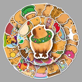 AUCEKO Capybara Sticker Set, Waterproof Vinyl Sticker for Laptop, Children, Cars, Motorcycle, Bicycle, Skateboard, Luggage, Suitcase, Computer, Graffiti Decal, Pack of 50