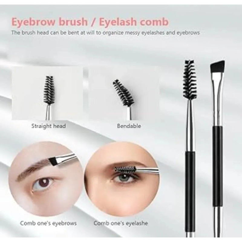 Brocha Doble Para Ceja Cepillo Pestañas 2 Cabezas Maquillaje