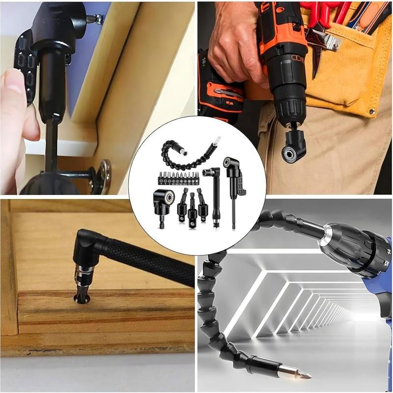 Tools Flexible Drill Bit Extension, Include 3pcs Rotatable Socket Adapter