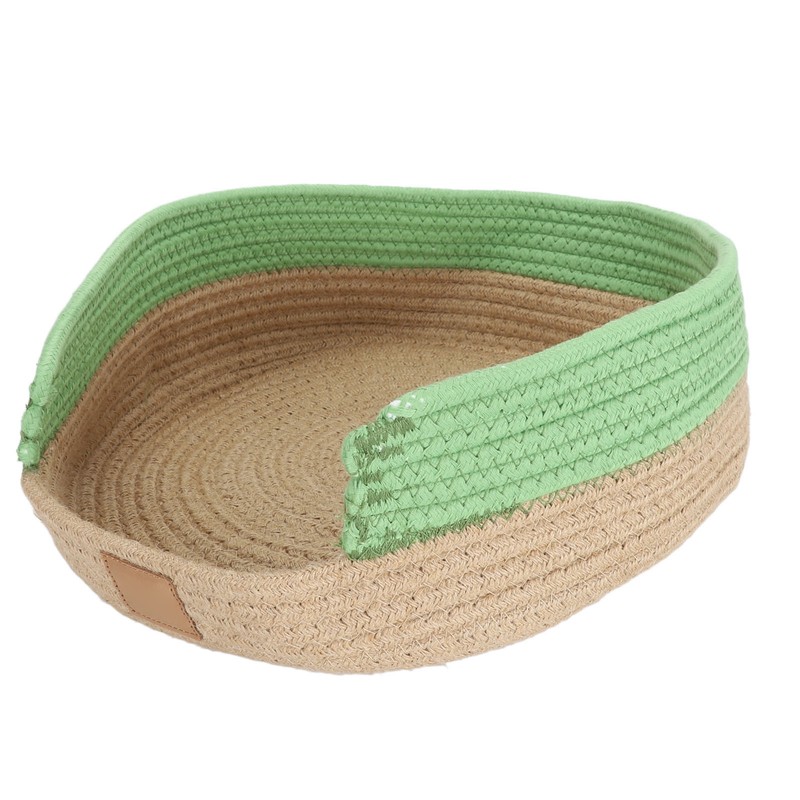 Round Cat Bed Cotton Rope Woven Basket Multipurpose Sleeping Scratching