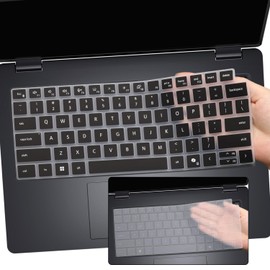 2 PCS Keyboard Cover for 2026 2025 Dell Pro 14/14 Plus/14 Max PC14250 PC14255 PB14250 PB14255 MC14250 MC14255 14'' (NOT FIT Dell Pro 14 PA14250) US Keyboard Skin-Black+Clear