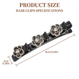 4 Pcs Braided Rhinestone Hair Clips, Hair Clips with Sparkling Crystal Stones, Elegant Hair Styling Clips, Rhinestone Hair Clip, Double Layer Hair Clips for Women and Girls(Style4)